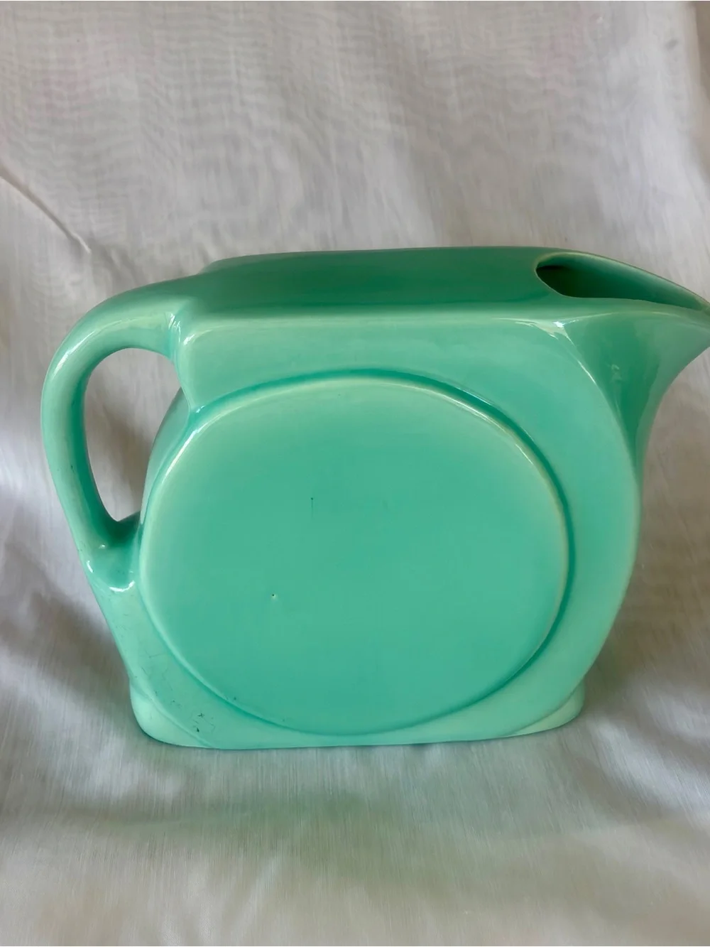 Vintage Pottery Art Deco Ceramic Water Pitcher - 1950s Mint Seafoam